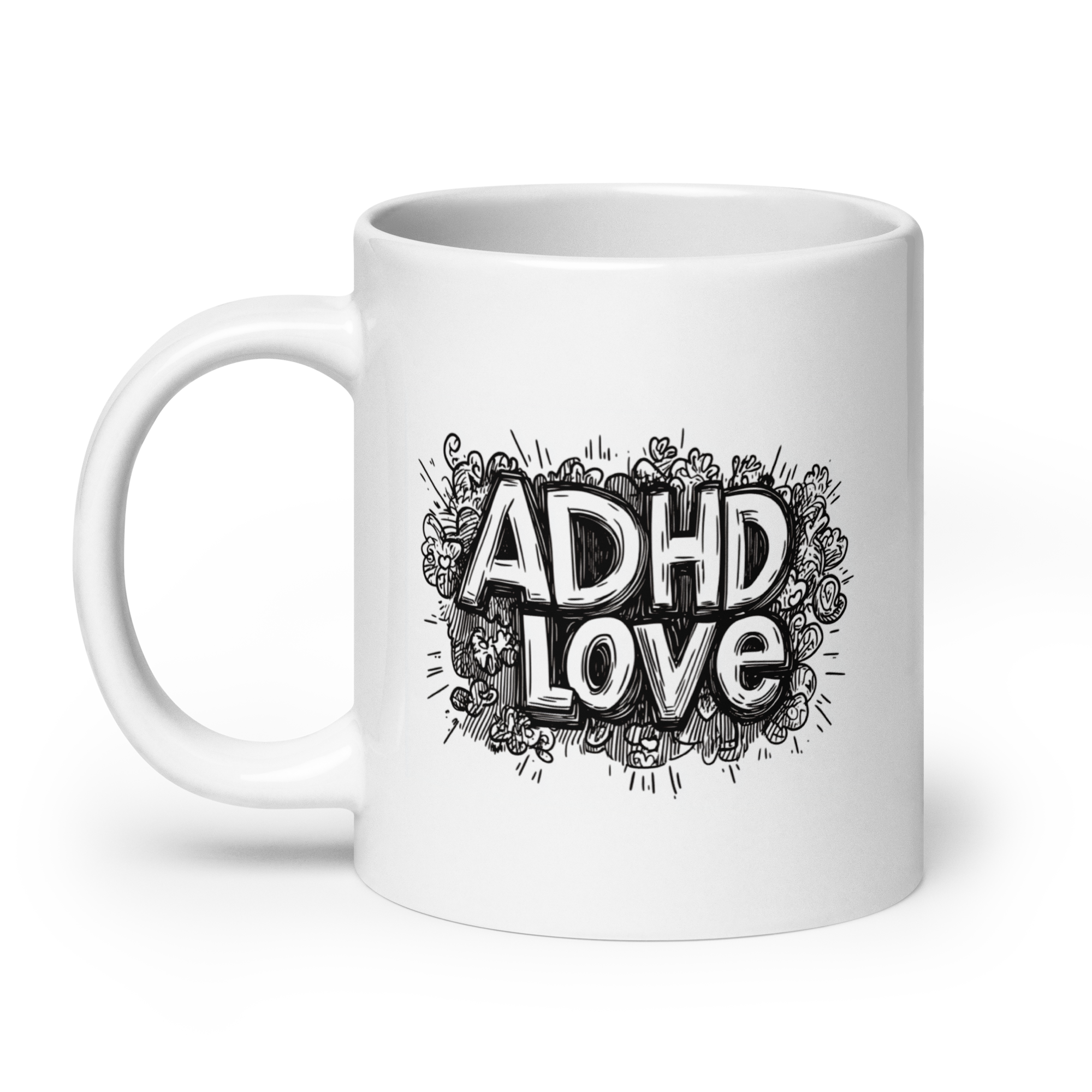 ADHD LOVE | White Glossy Mug | The Neurospicy Store