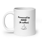 Powered by ADHD (& Coffee) | White Glossy Mug | The Neurospicy Store