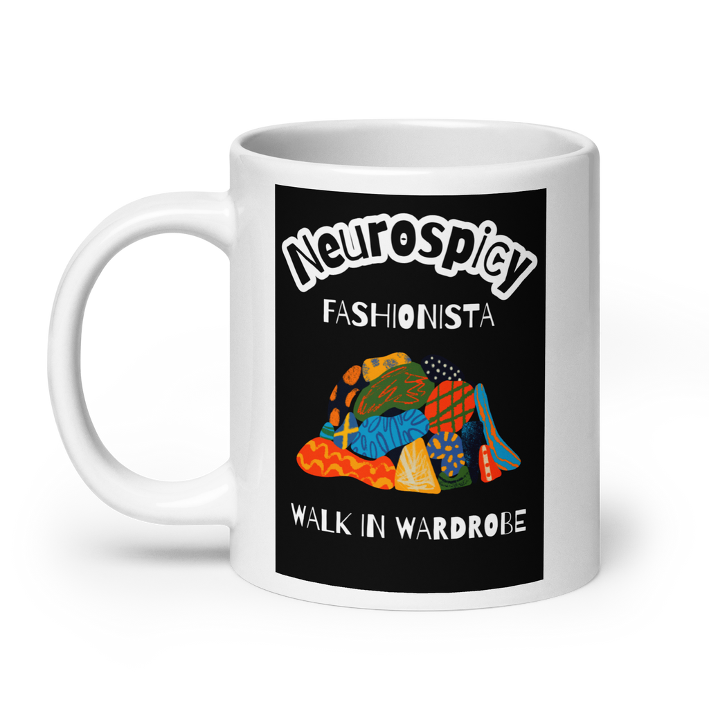 Neurospicy Fashionista Walk In Wardrobe | White Glossy Mug | The Neurospicy Store