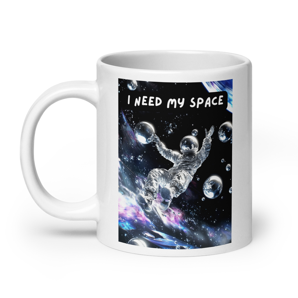 I Need My Space | White Glossy Mug | For Sensory Overload white-glossy-mug-white-20-oz-handle-on-left-67dd55dc14690 Kitchen & Dining > Drinkware > Mugs