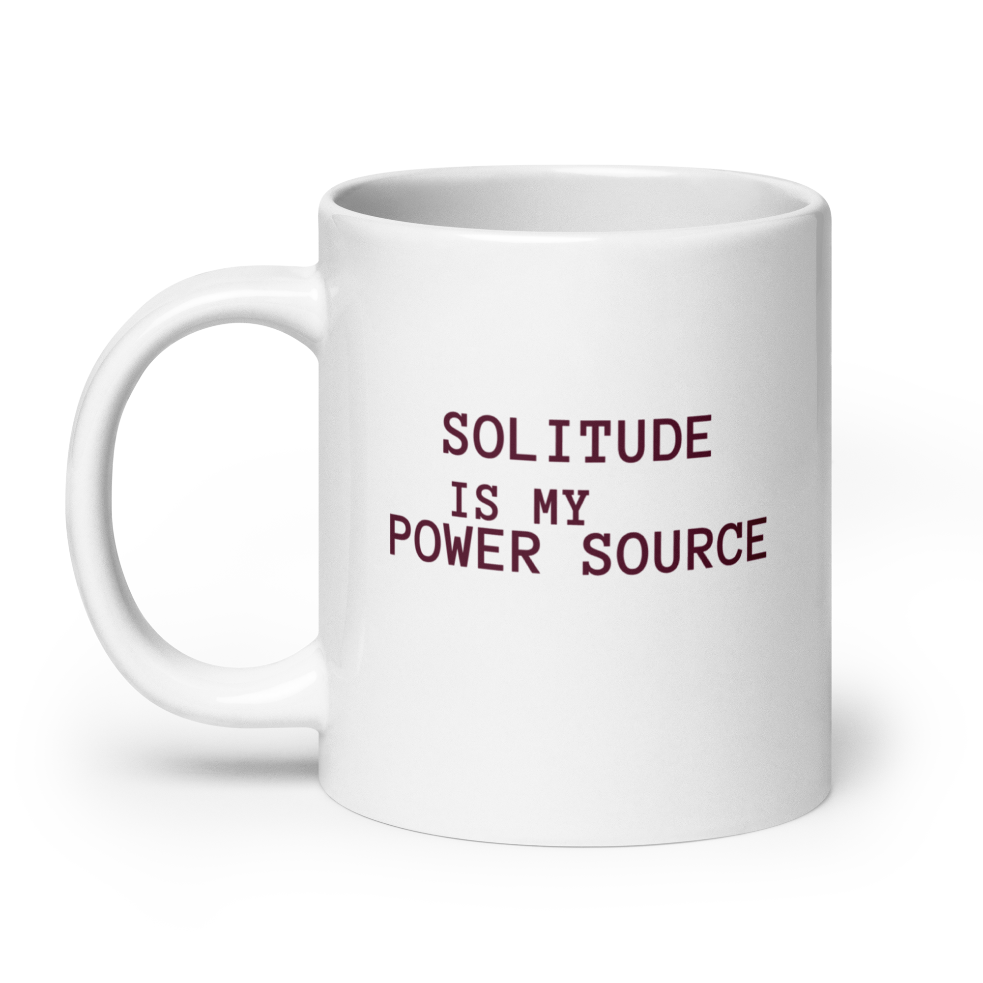 Solitude Is My Power Source | White Glossy Mug | The Neurospicy Store