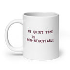 My Quiet Time Is Non-Negotiable | White Glossy Mug | Great Introvert Gift white-glossy-mug-white-20-oz-handle-on-left-67dd74c98caac Kitchen & Dining > Drinkware > Mugs