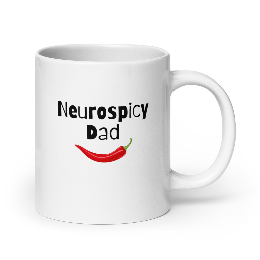 Neurospicy Dad |White Mug | Gifts for ND Dads white-glossy-mug-white-20-oz-handle-on-right-67d823ed5e2a4 Kitchen & Dining > Drinkware > Mugs