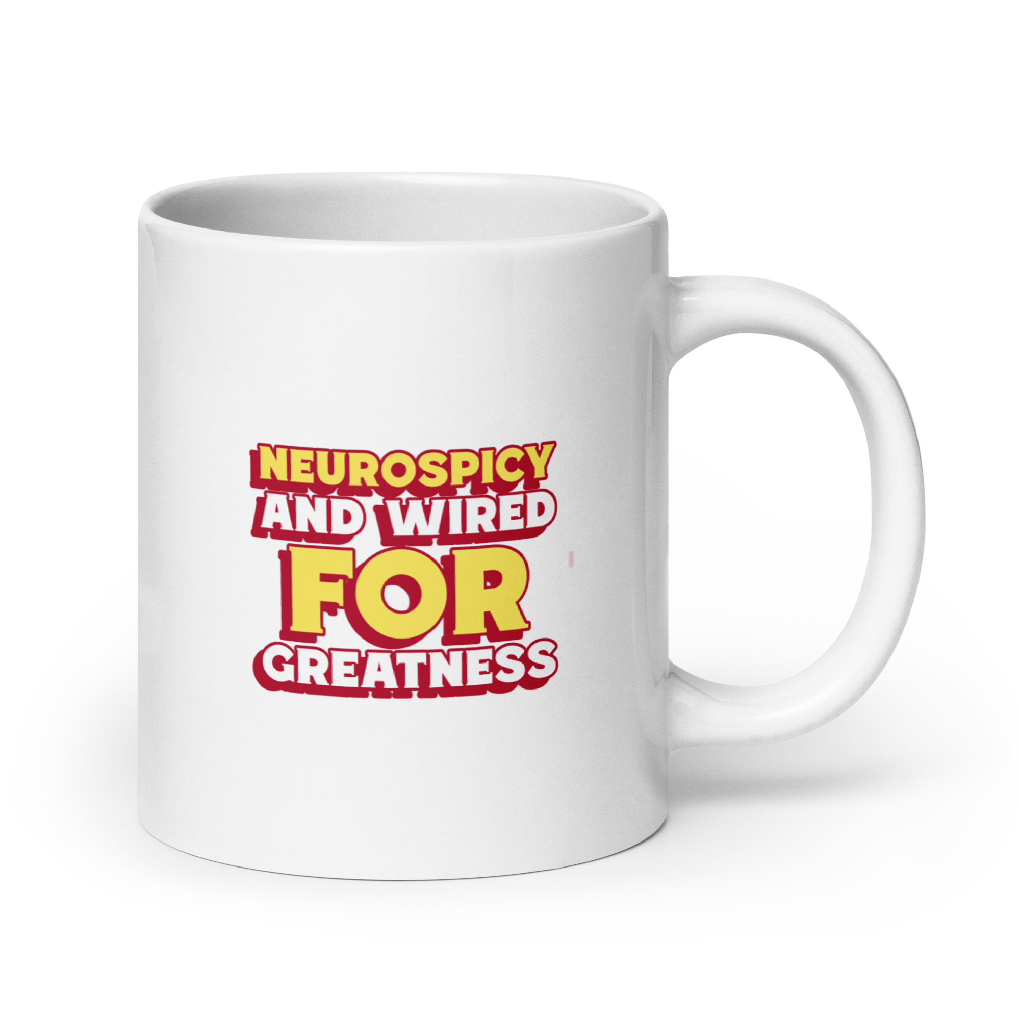 Neurospicy And Wired For Greatness | White Glossy Mug | The Neurospicy Store 20 oz