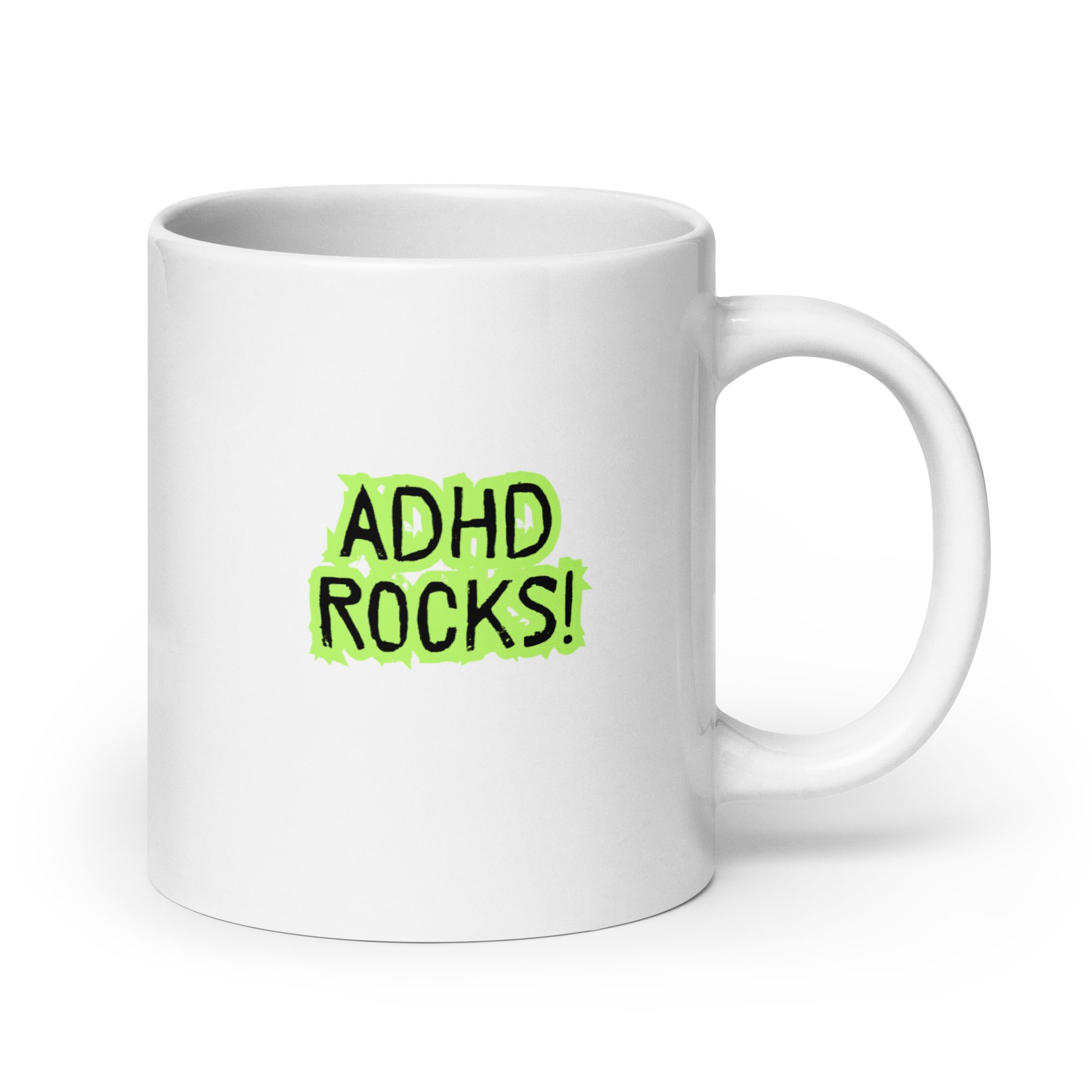 ADHD Rocks! | White Glossy Mug | The Neurospicy Store 20 oz