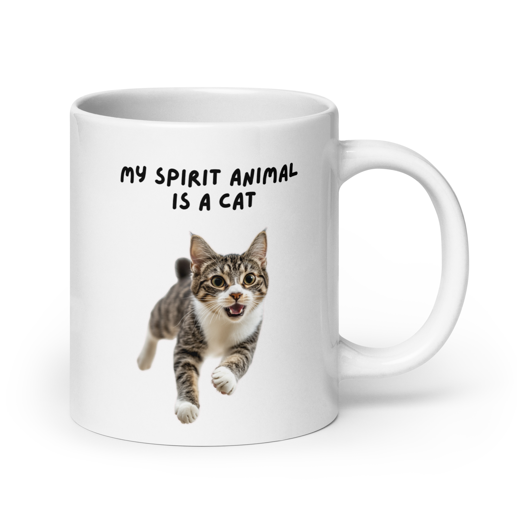 My Spirit Animal Is A Cat | White Glossy Mug | The Neurospicy Store 20 oz