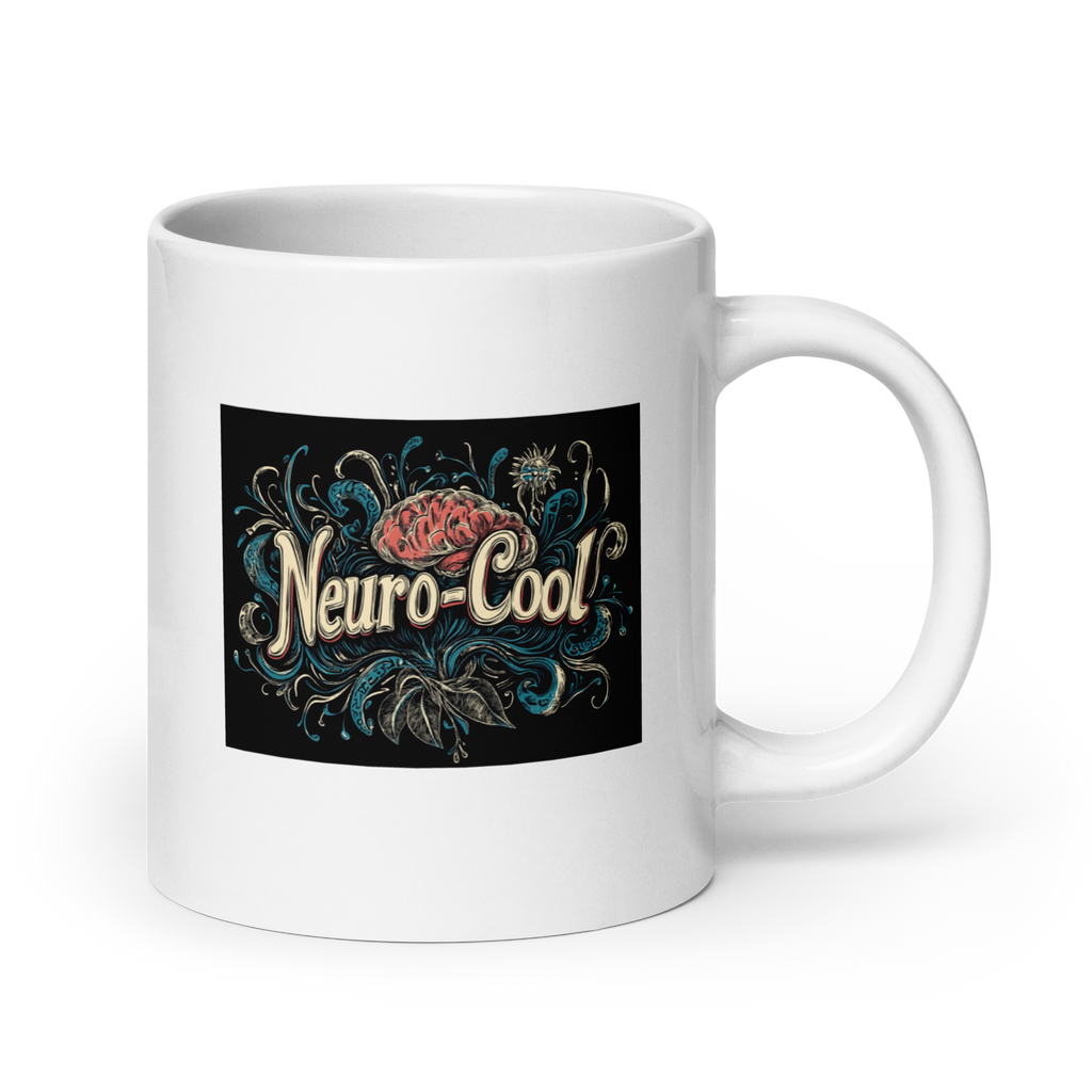 Neuro-Cool Neurodiversity | Glossy White Mug | ND Statements with Attitude white-glossy-mug-white-20-oz-handle-on-right-67dc64d6a448d Kitchen & Dining > Drinkware > Mugs