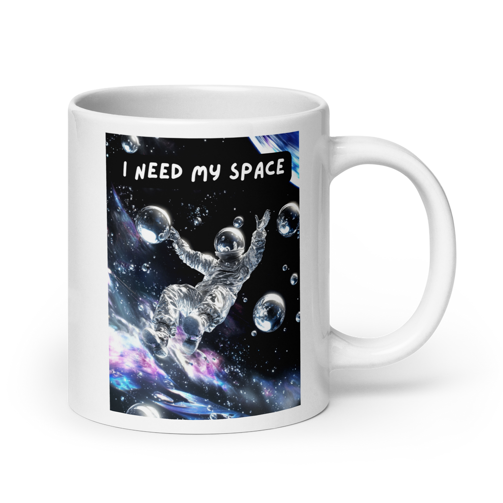 I Need My Space | White Glossy Mug | For Sensory Overload white-glossy-mug-white-20-oz-handle-on-right-67dd55dc14631 Kitchen & Dining > Drinkware > Mugs