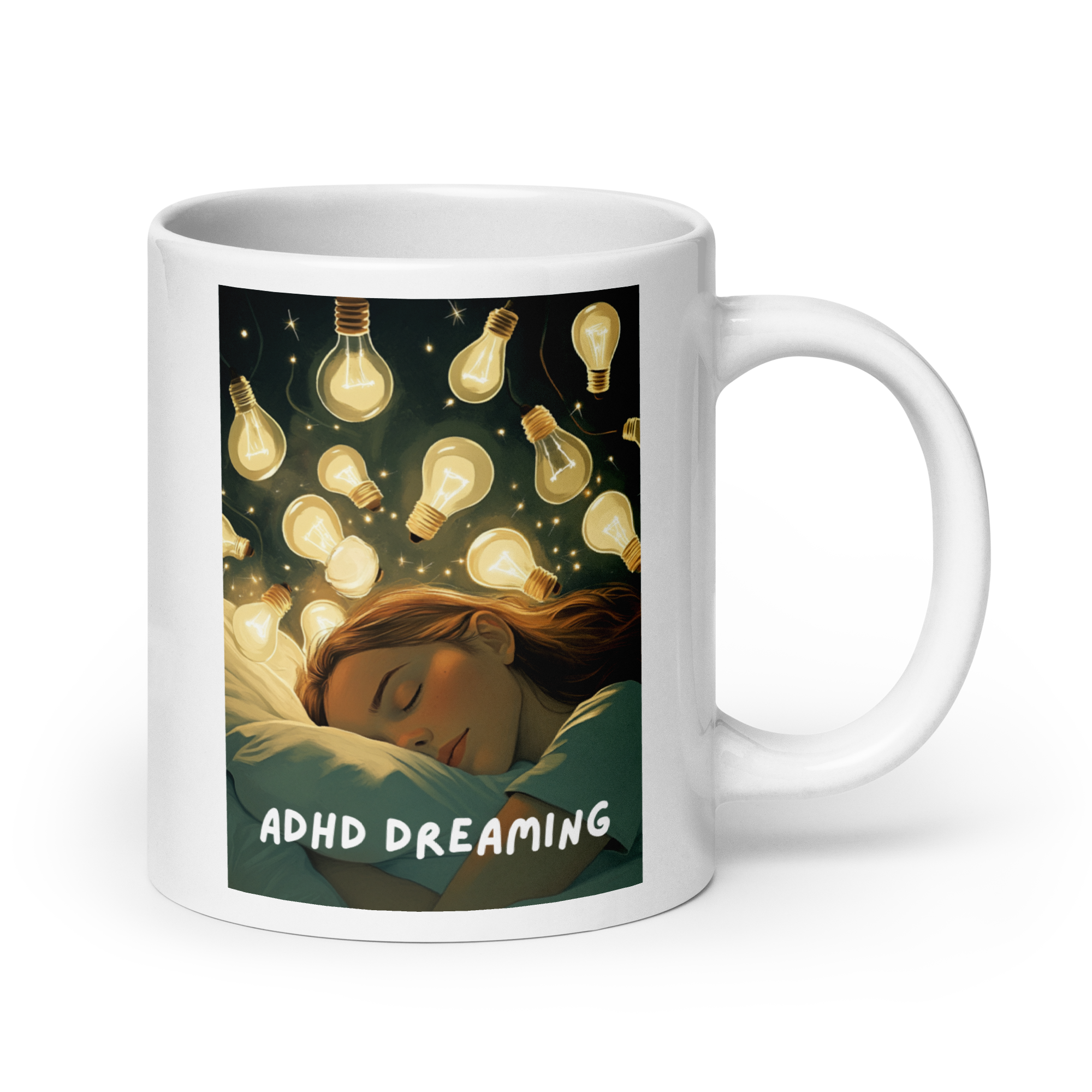 ADHD Dreaming | White Glossy Mug | The Neurospicy Store 20 oz