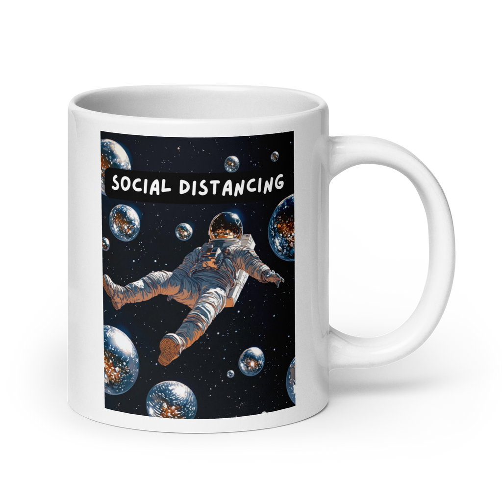 Social Distancing | White Glossy Mug | If You Love Space white-glossy-mug-white-20-oz-handle-on-right-67dd58b7e3500 Kitchen & Dining > Drinkware > Mugs