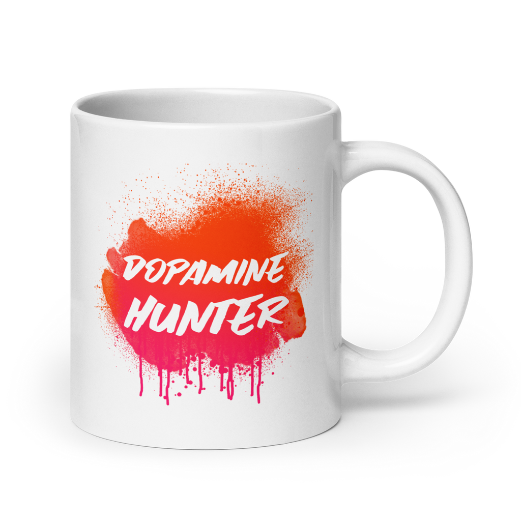 Dopamine Hunter Mug | White Glossy Mug | Neurodivergent Gift white-glossy-mug-white-20-oz-handle-on-right-67dd658ec0bd2 Kitchen & Dining > Drinkware > Mugs