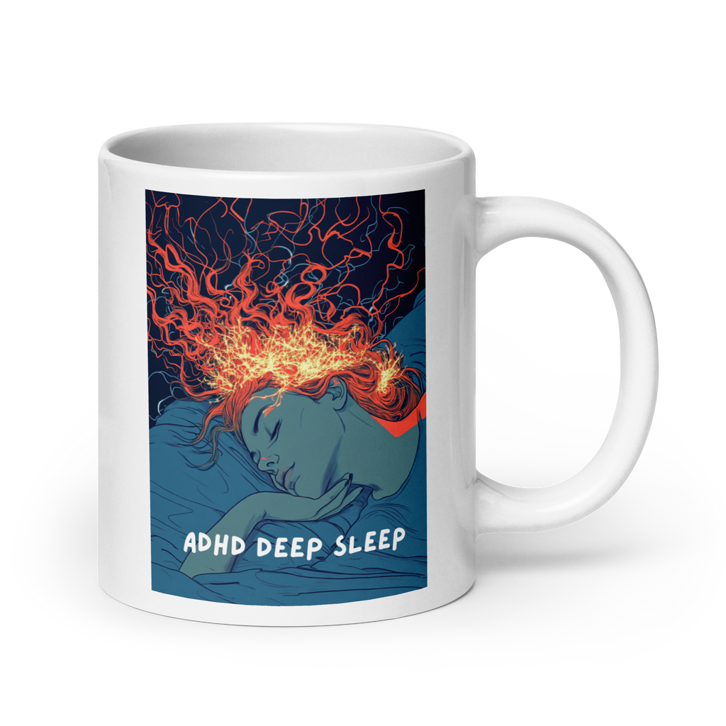 ADHD Deep Sleep | White Glossy Mug | For Tired Busy Brains white-glossy-mug-white-20-oz-handle-on-right-67dd75a4ca5d9 Kitchen & Dining > Drinkware > Mugs