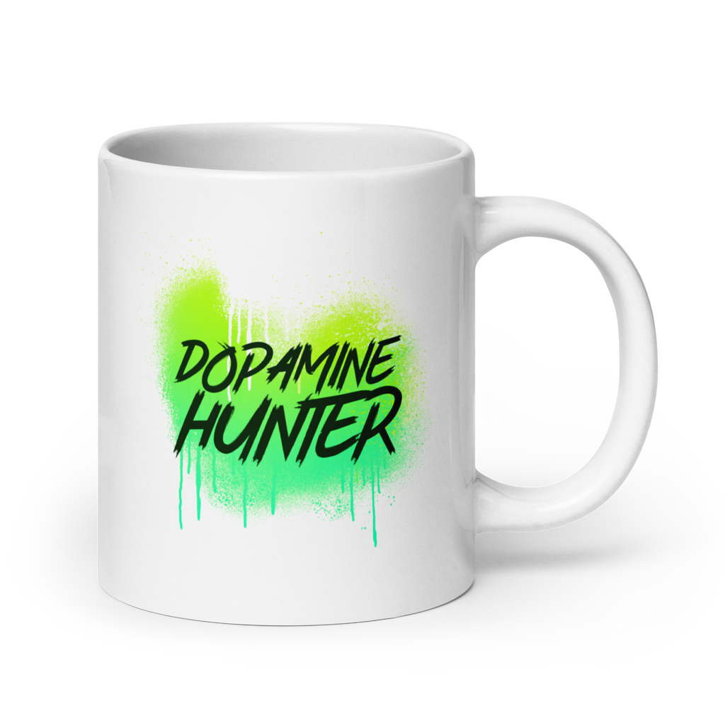 Dopamine Hunter | White Glossy Mug | Unapologetically ADHD white-glossy-mug-white-20-oz-handle-on-right-67dd7843de755 Kitchen & Dining > Drinkware > Mugs
