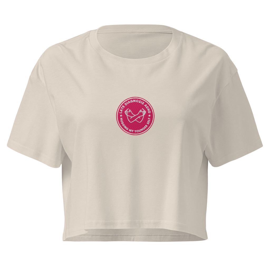 Hugging ... ADHD | Women’s Crop Top | Late Diagnosis womens-crop-top-bone-front-69f66526a19f6 Crop Top