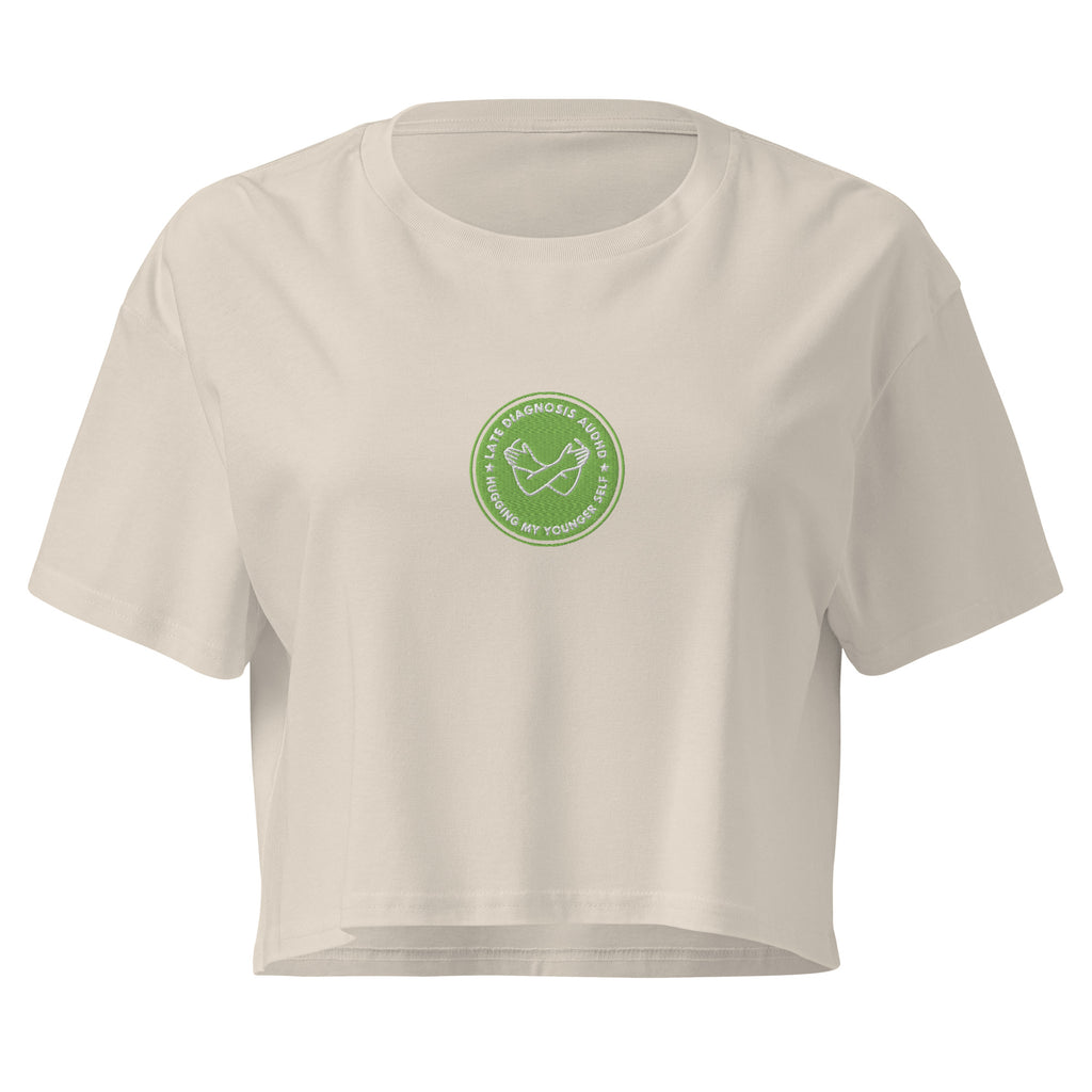 Hugging ... AuDHD | Women’s Crop Top | Late Diagnosis womens-crop-top-bone-front-69f66ae694881 Crop Top