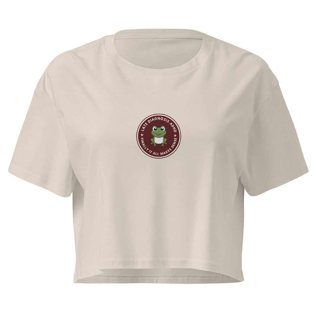Finally ... ADHD | Women’s Cotton Crop Top | Late Diagnosis womens-crop-top-bone-front-69f66be89678f Crop Top