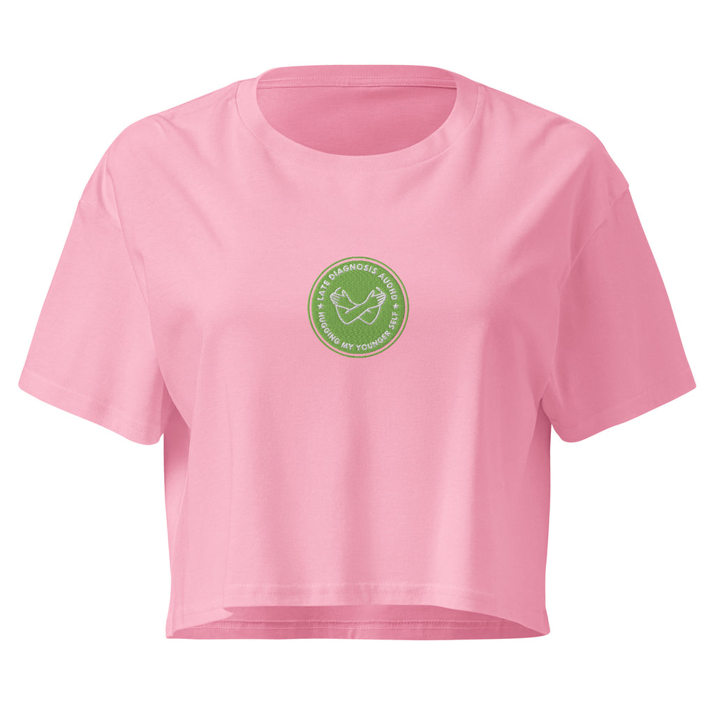 Hugging ... AuDHD | Women’s Crop Top | Late Diagnosis womens-crop-top-bubblegum-front-69f66ae694518 Crop Top