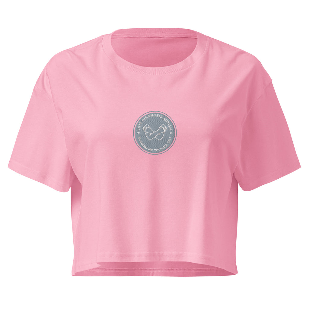 Hugging ... Autism | Soft Cropped Top | Late Diagnosis womens-crop-top-bubblegum-front-69f8c4db60284 Crop Top
