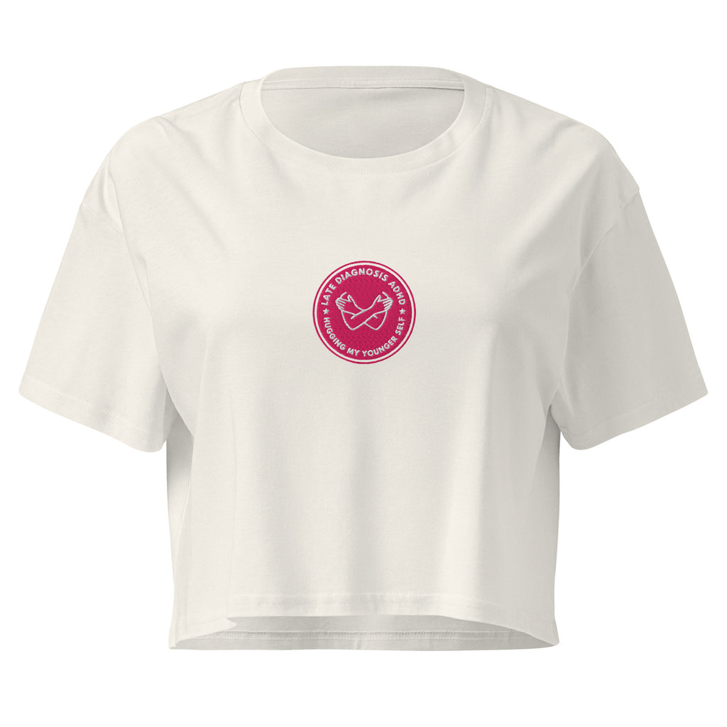 Hugging ... ADHD | Women’s Crop Top | Late Diagnosis womens-crop-top-ecru-front-69f66526a17a1 Crop Top