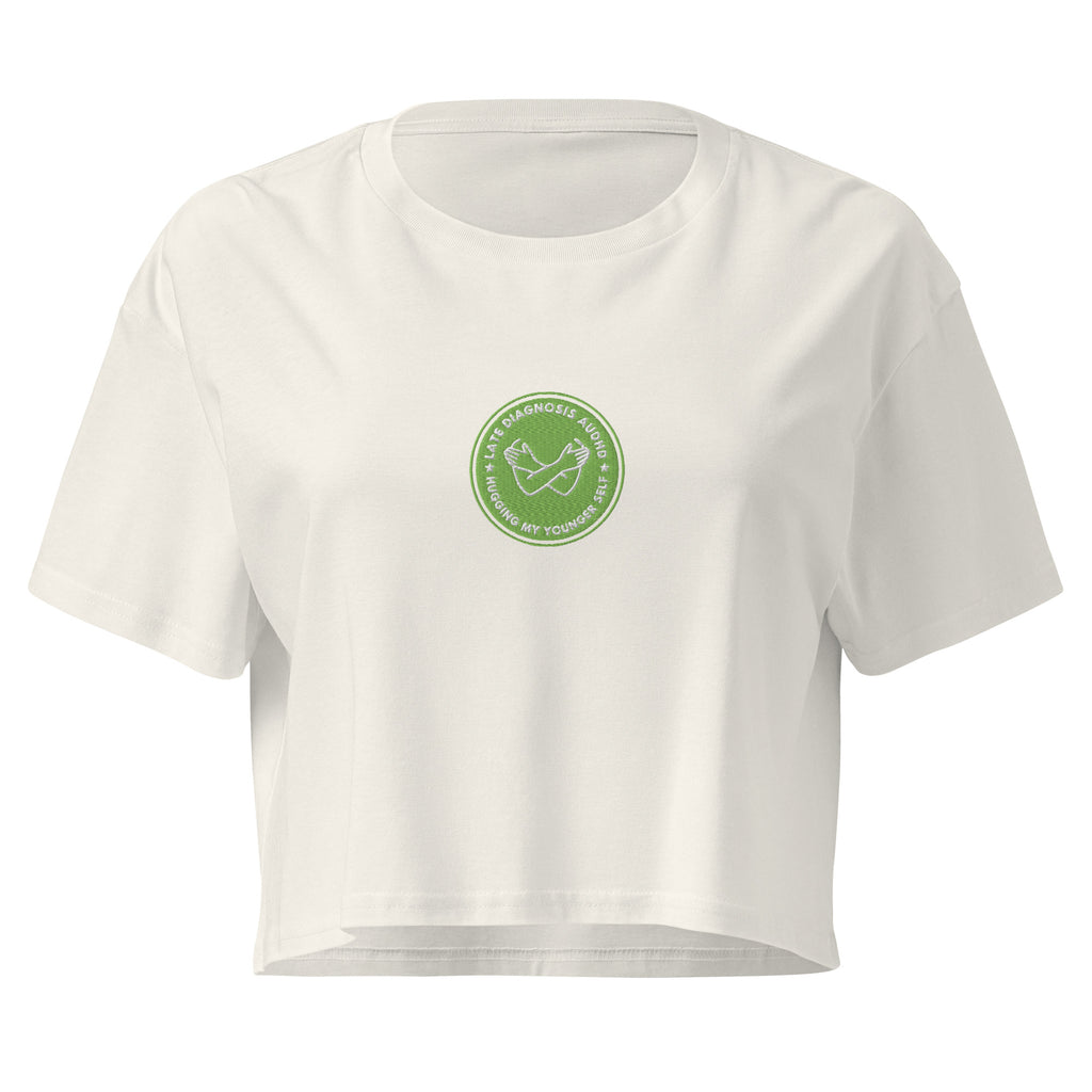 Hugging ... AuDHD | Women’s Crop Top | Late Diagnosis womens-crop-top-ecru-front-69f66ae6945cb Crop Top