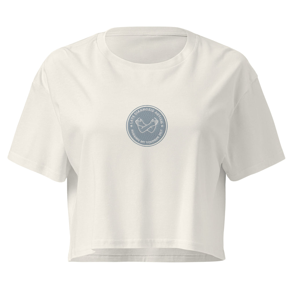 Hugging ... Autism | Soft Cropped Top | Late Diagnosis womens-crop-top-ecru-front-69f8c4db60345 Crop Top