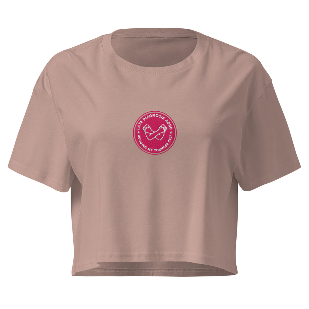 Hugging ... ADHD | Women’s Crop Top | Late Diagnosis womens-crop-top-hazy-pink-front-69f66526a1818 Crop Top