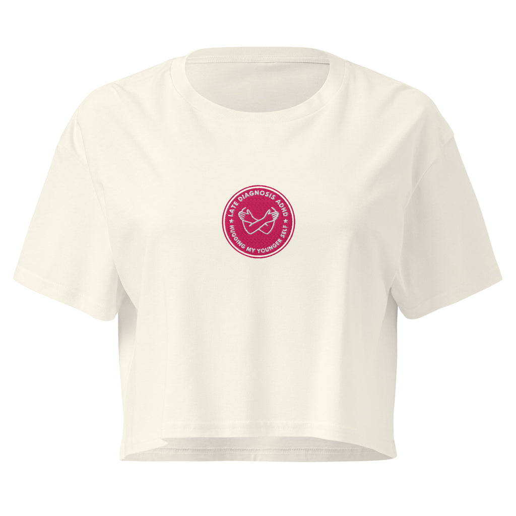 Hugging ... ADHD | Women’s Crop Top | Late Diagnosis womens-crop-top-natural-front-69f66526a1987 Crop Top