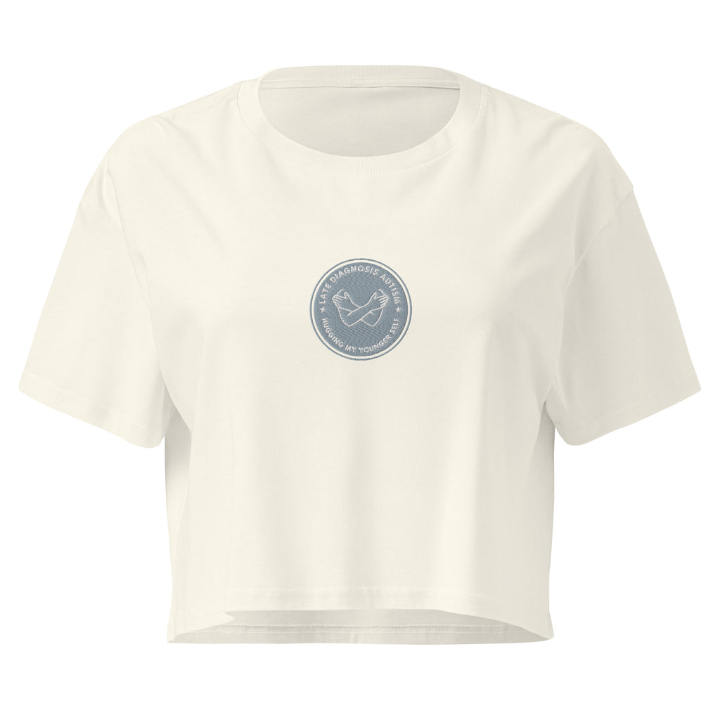 Hugging ... Autism | Soft Cropped Top | Late Diagnosis womens-crop-top-natural-front-69f8c4db605c5 Crop Top