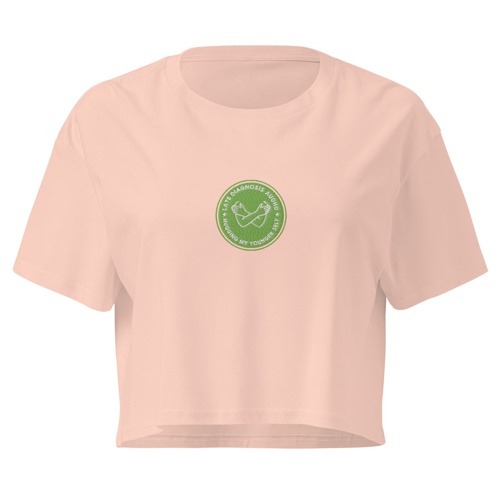 Hugging ... AuDHD | Women’s Crop Top | Late Diagnosis womens-crop-top-pale-pink-front-69f66ae694728 Crop Top