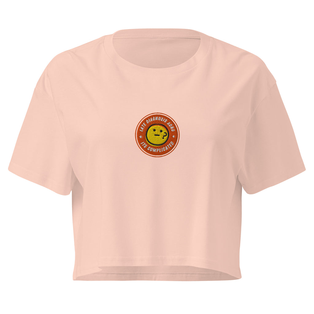 It's Complicated (ADHD) | Women’s Crop Top | Late Diagnosis womens-crop-top-pale-pink-front-69f7428d1ef2b Crop Top