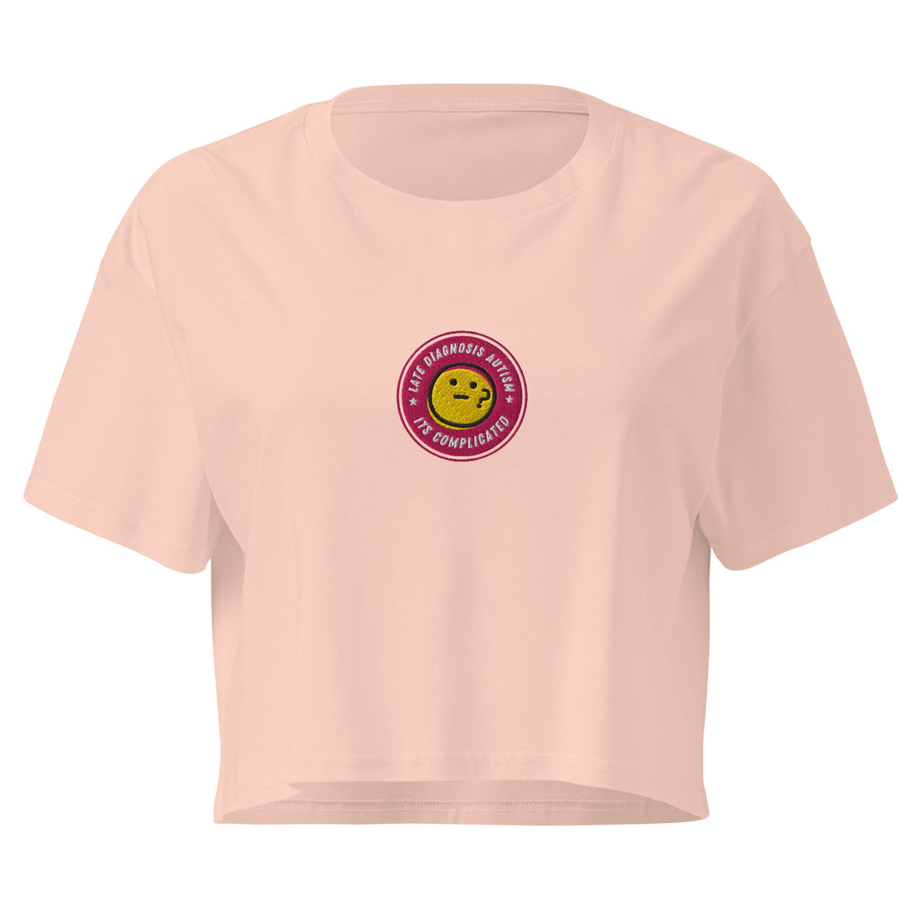 It's Complicated Autism | Soft Cropped Top | Late Diagnosis womens-crop-top-pale-pink-front-69f8c5bca379c Crop Top