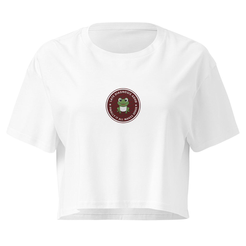 Finally ... ADHD | Women’s Cotton Crop Top | Late Diagnosis womens-crop-top-white-front-69f66be896596 Crop Top