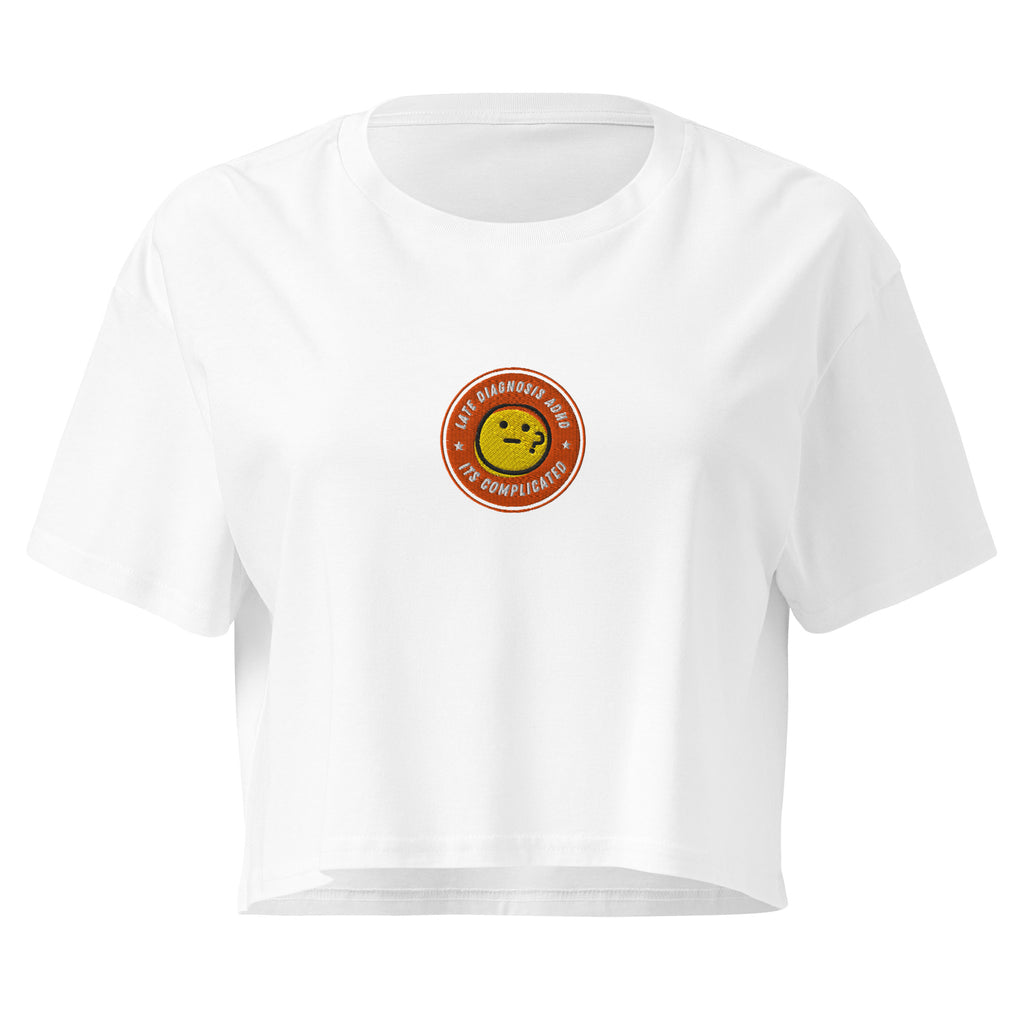 It's Complicated (ADHD) | Women’s Crop Top | Late Diagnosis womens-crop-top-white-front-69f7428d1f006 Crop Top