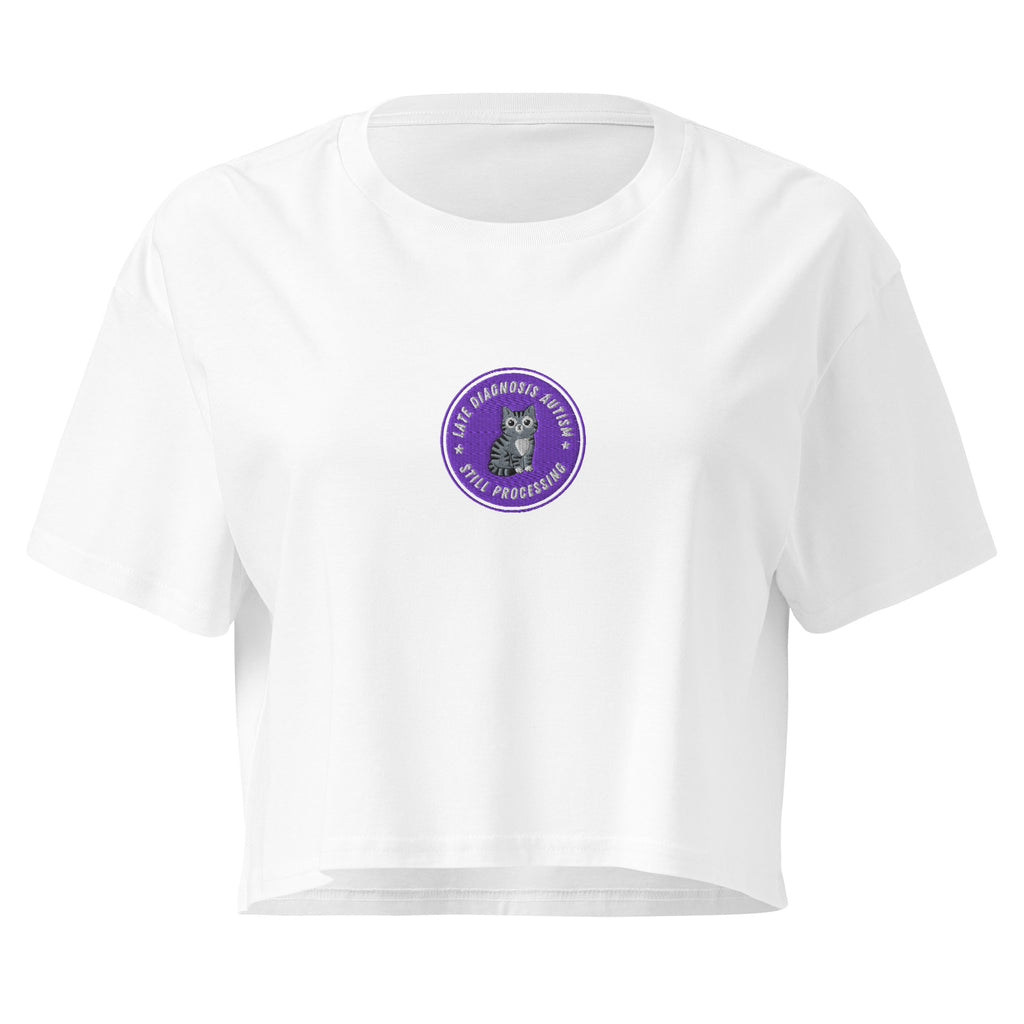Still Processing (Autism) | Soft Crop Top | Late Diagnosis womens-crop-top-white-front-69f8c6bed19d7 Crop Top