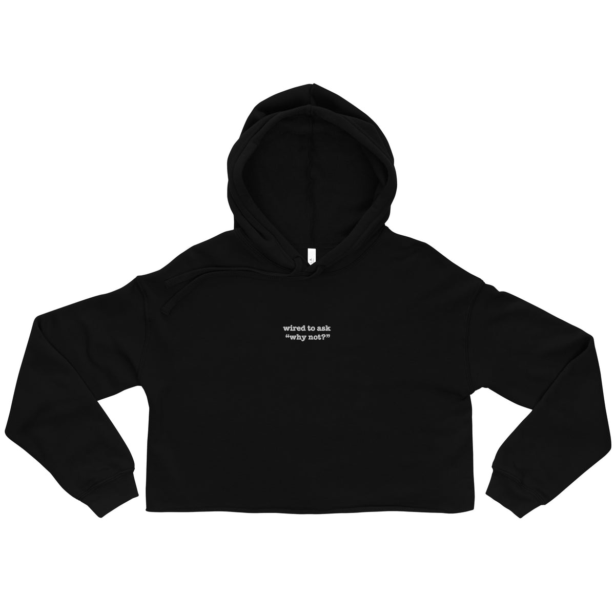Wired to Ask "Why Not?" | Soft Crop Hoodie | Sass & Spoons womens-cropped-hoodie-black-front-6a6497ae7341f Hoodie