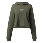 Not Too Much. Or Too Little. Just Right. | Soft Crop Hoodie | Sass & Spoons womens-cropped-hoodie-military-green-front-6a5f6d42c7692 Hoodie