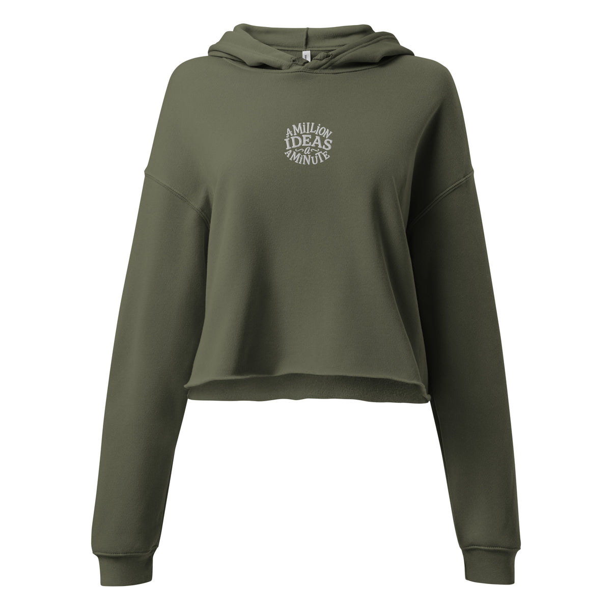A Million Ideas A Minute | Soft Crop Hoodie | Sass & Spoons womens-cropped-hoodie-military-green-front-6a608993e343c Hoodie
