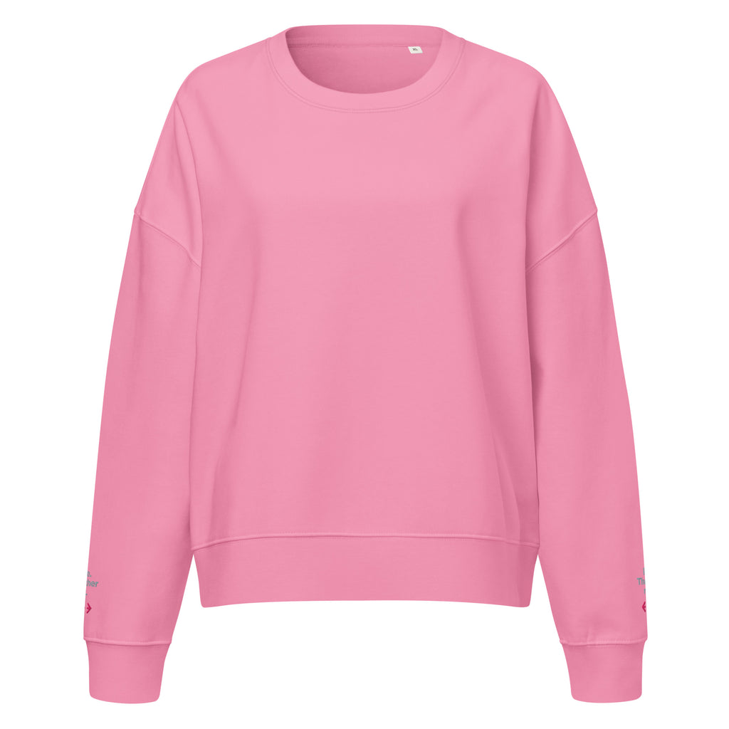 Psst. The Other Right women's organic sweatshirt in Bubble Pink, front
