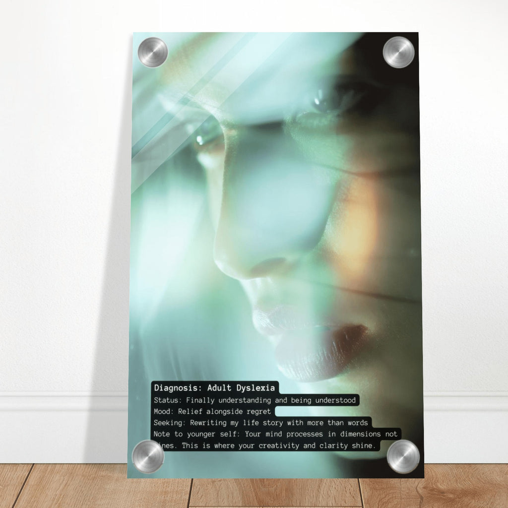 Diagnosis: Adult Dyslexia (Mint) wall art print, close view