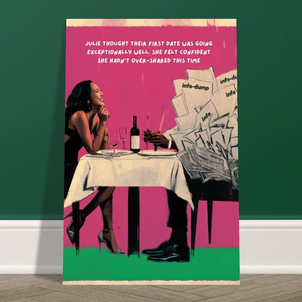 Julie's First Date wall art print, close view