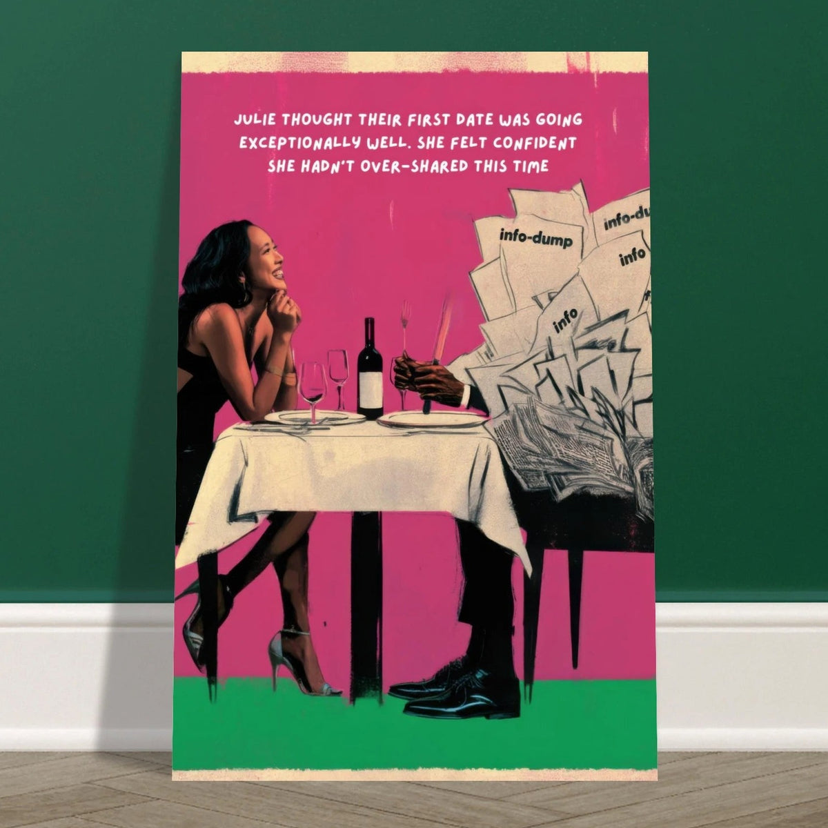 Julie's First Date wall art print, close view