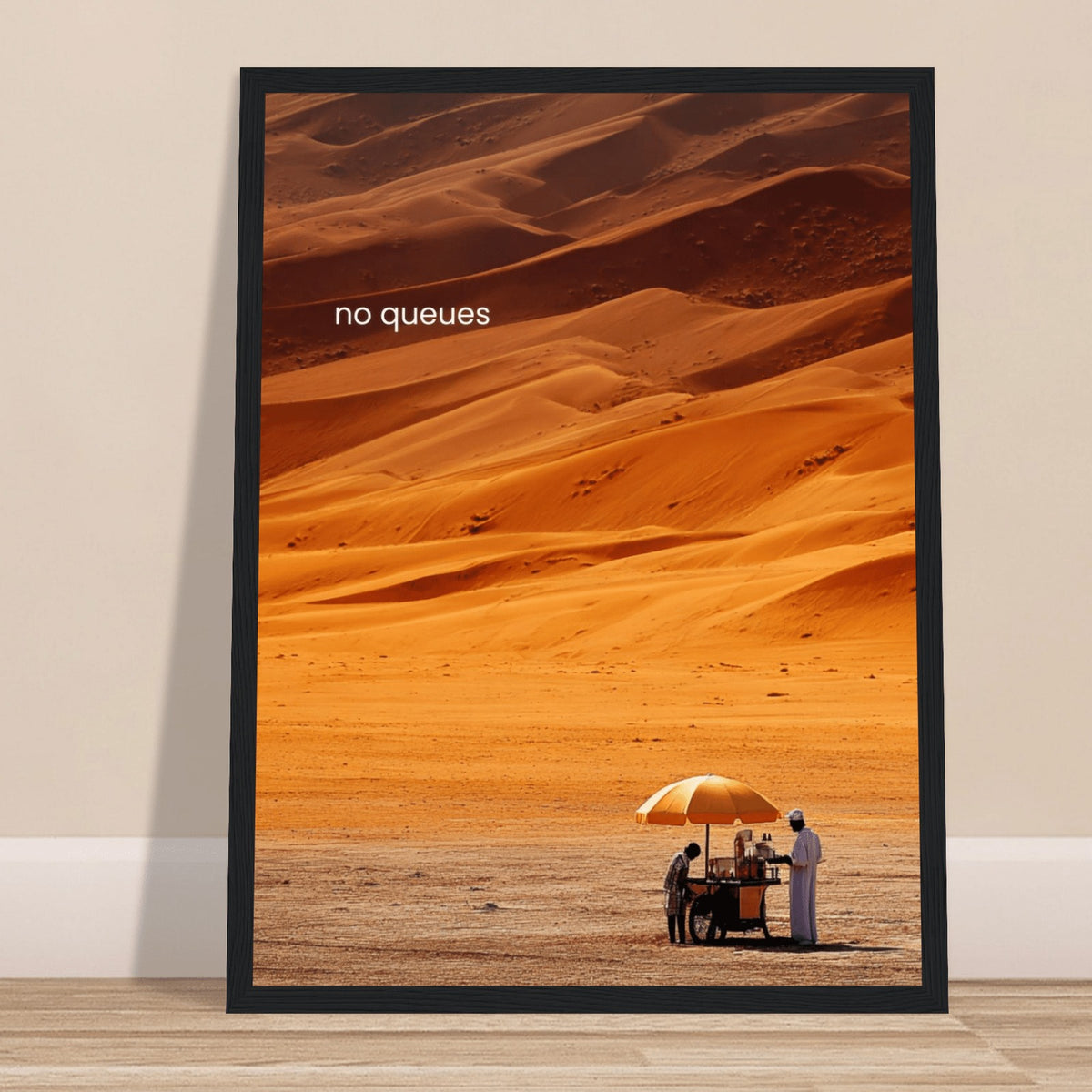 No Queues wall art print, close view
