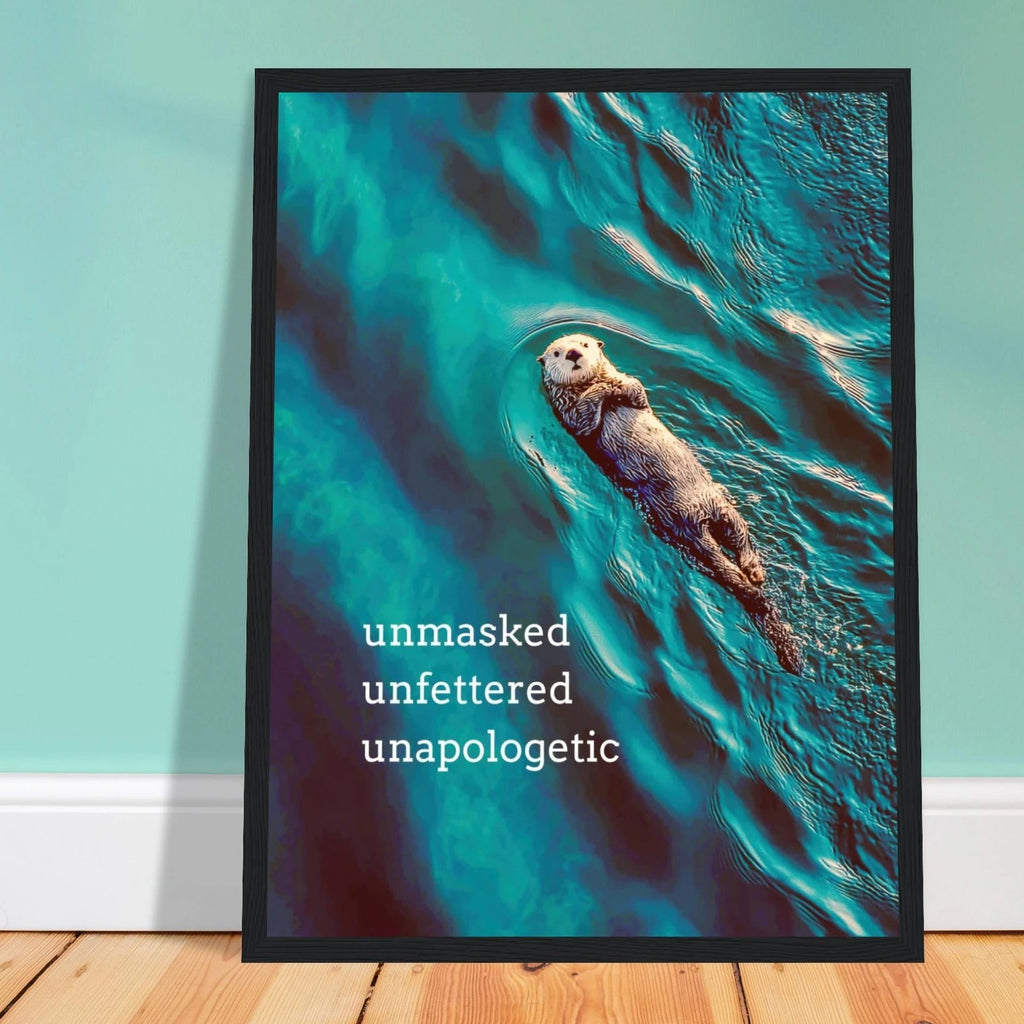 Unmasked Unfettered Unapologetic wall art print, close view