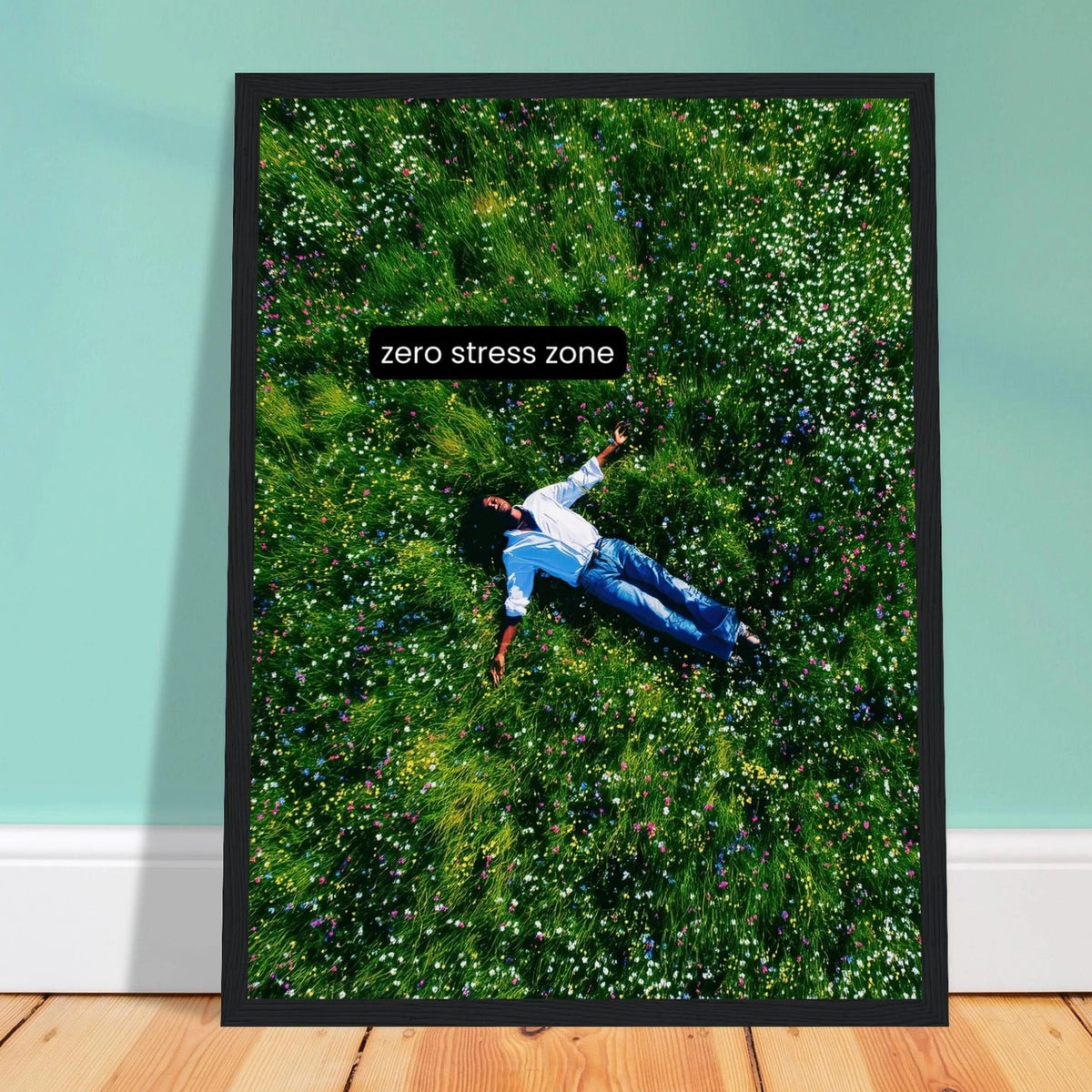 Zero Stress Zone wall art print, close view