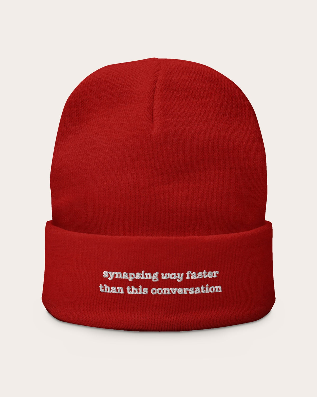 Synapsing Way Faster (beanie) embroidered dad hat in Red