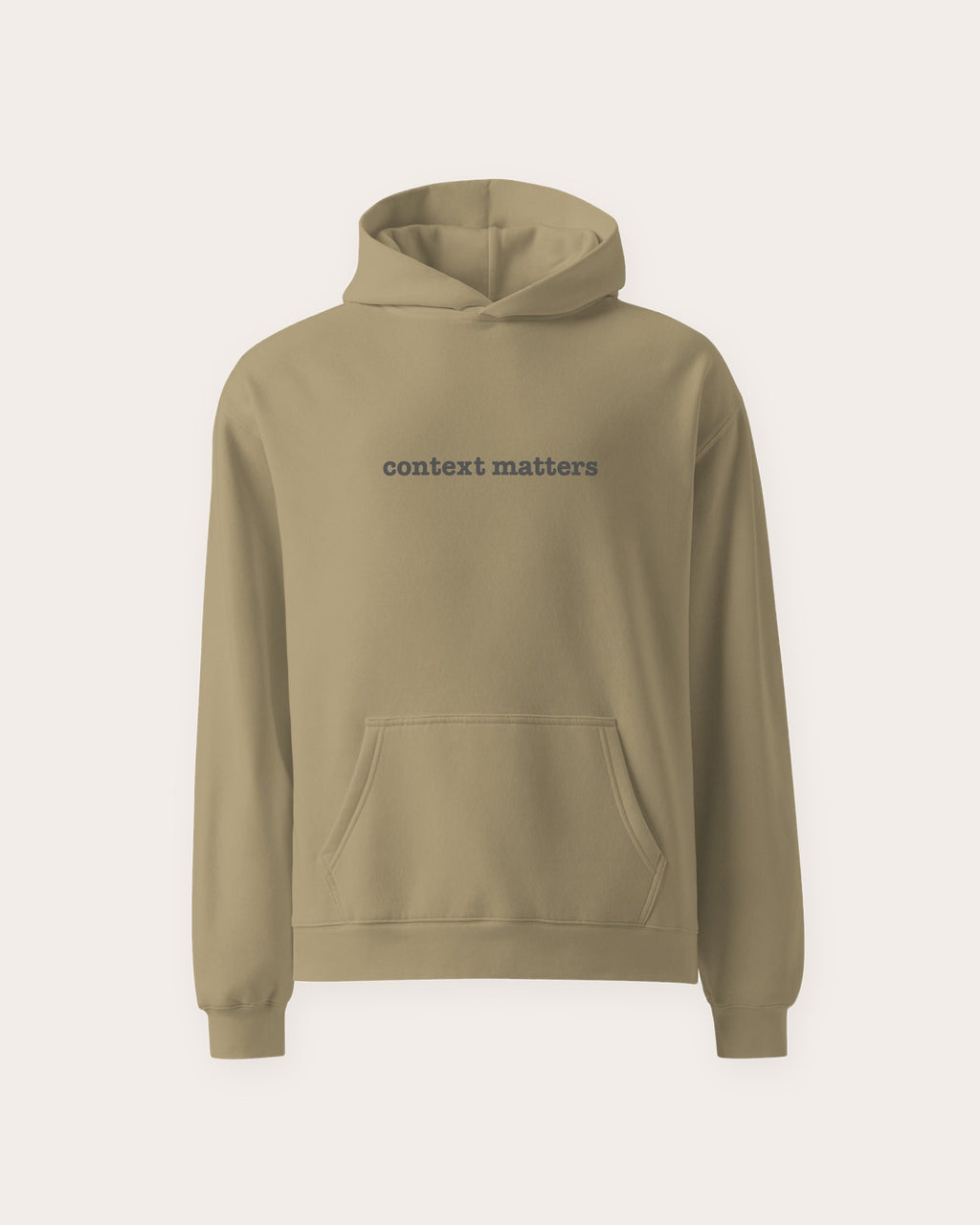 Context Matters oversized hoodie in Sand, laid flat