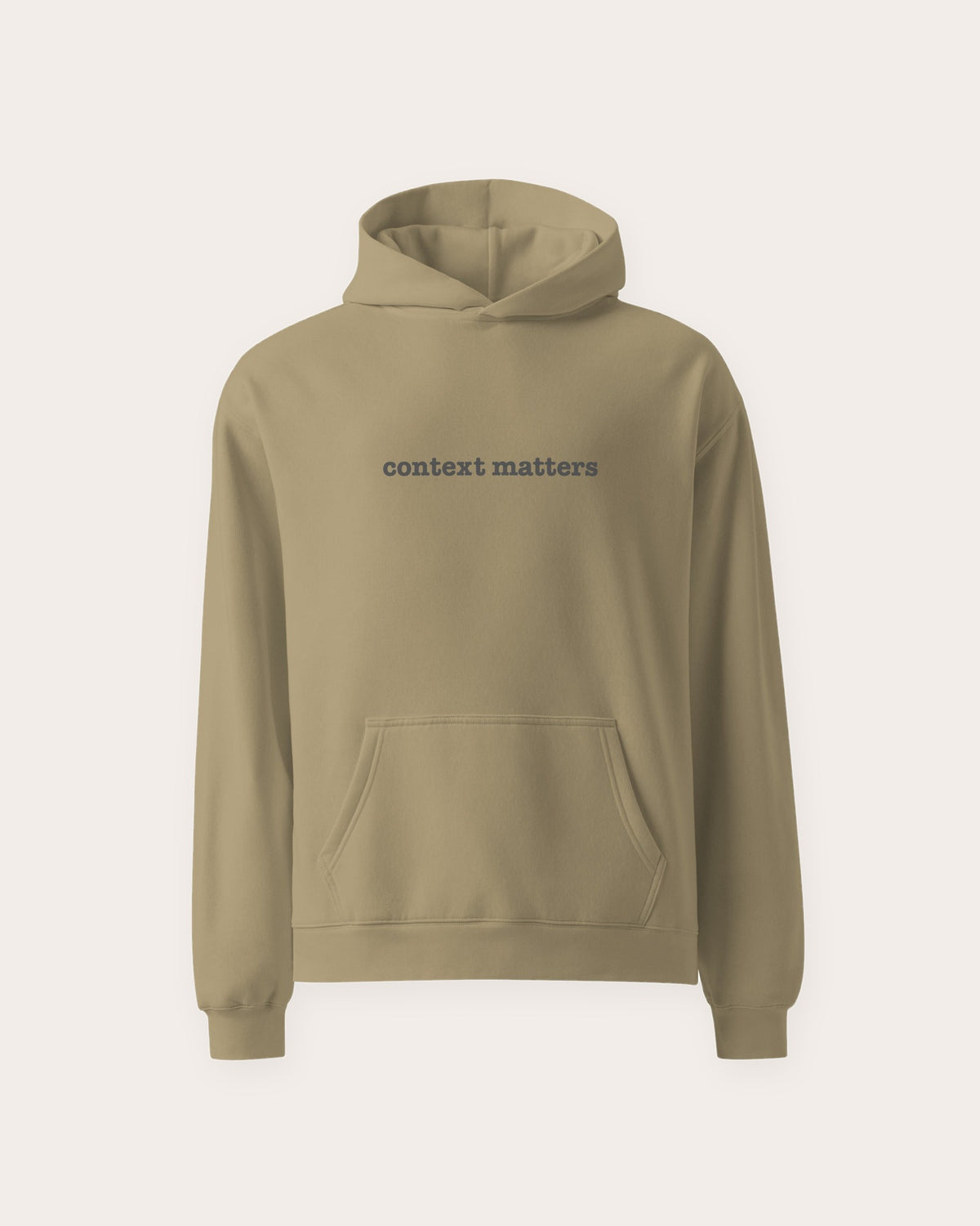 Context Matters oversized hoodie in Sand, laid flat