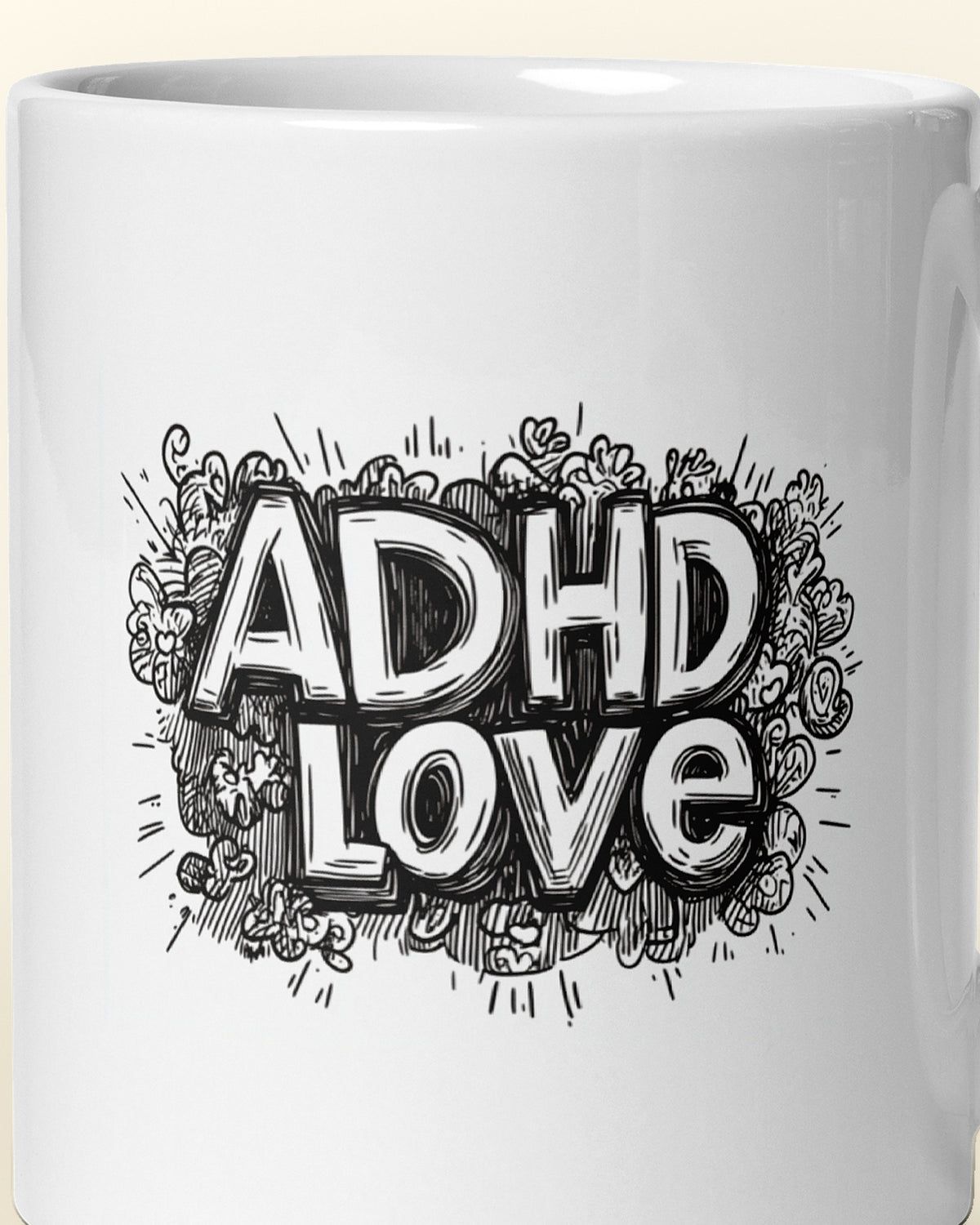 Close-up of the "ADHD Love" wording