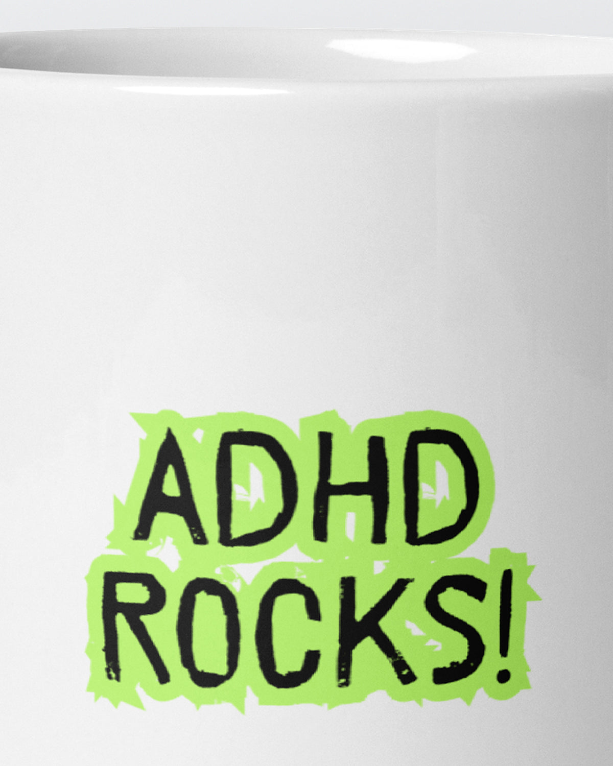 Close-up of the "ADHD Rocks" wording