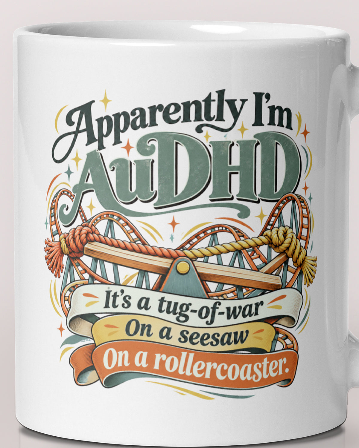 Close-up of the "Apparently AuDHD: The Battle" wording